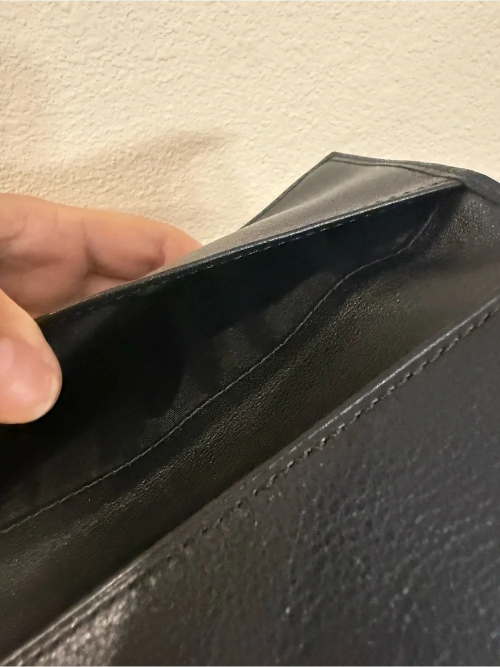Coach Black Leather Men's Long Wallet with Contrast Stitching